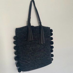 Loeffler Randal Straw, Tassel and Pom Pom Bag "Cruise Tote"